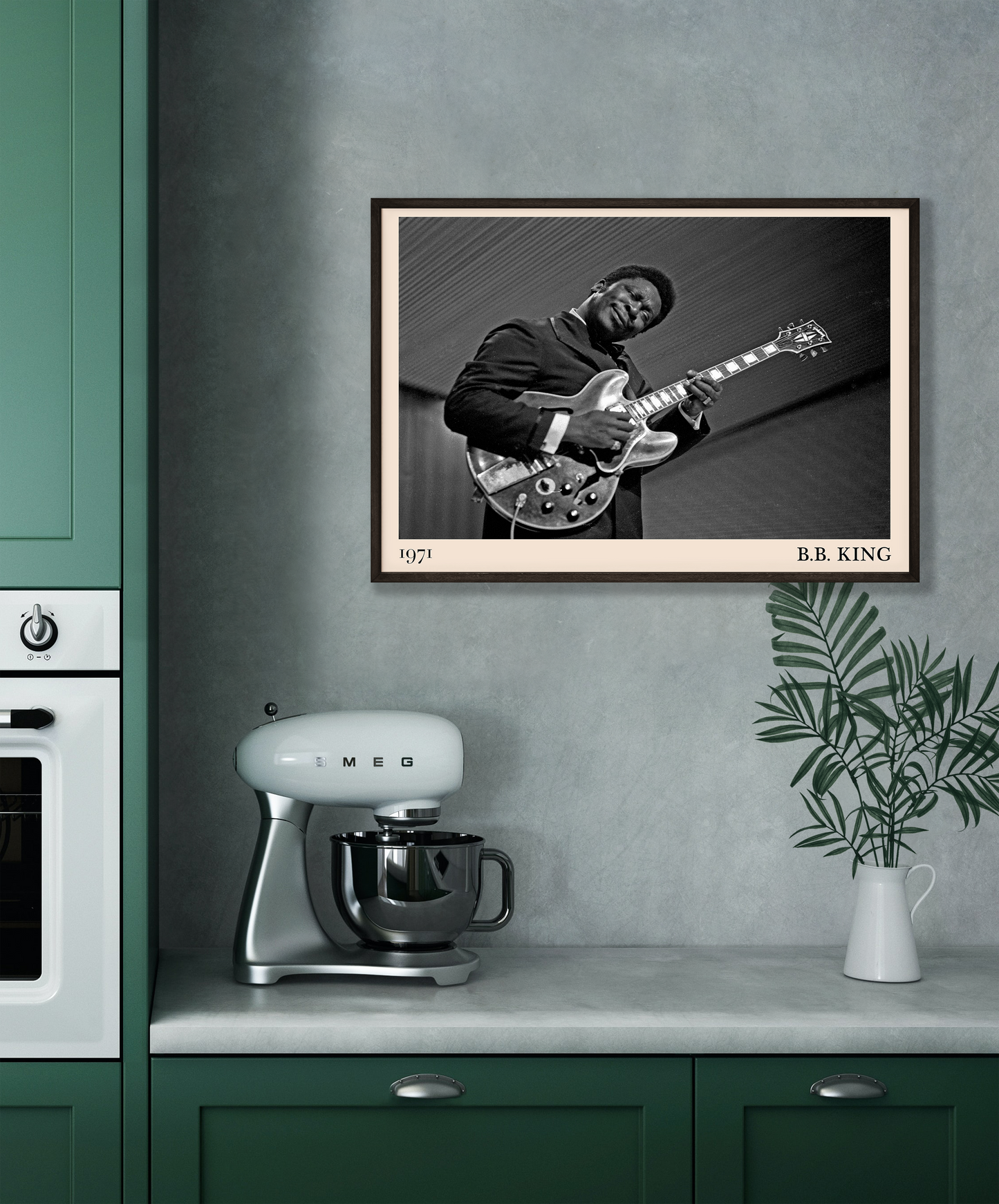 Framed poster of B.B King featuring a photo from the legendary Heinrich Klaffs