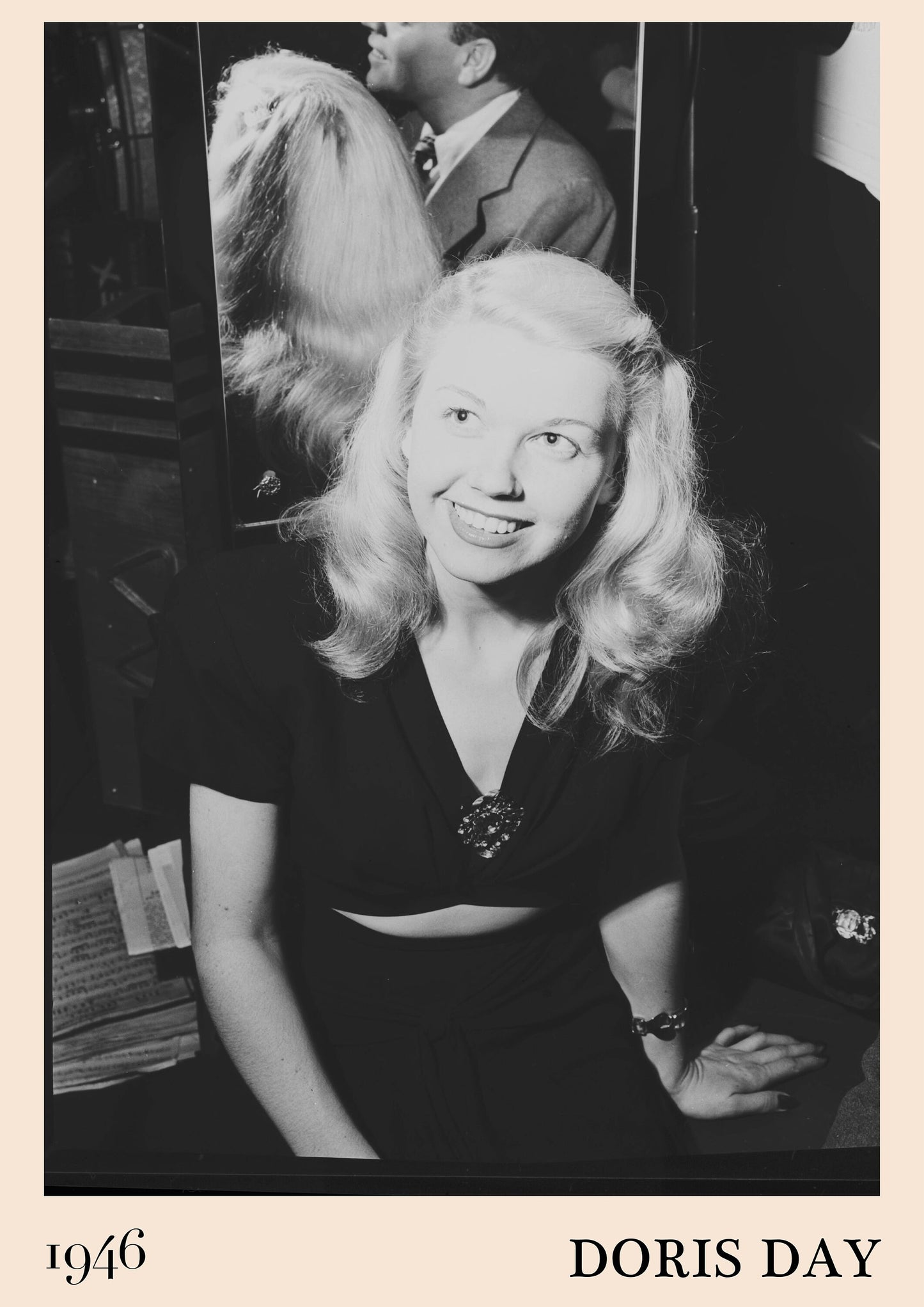 1946 photograph of Doris Day. Transformed into a cool jazz poster