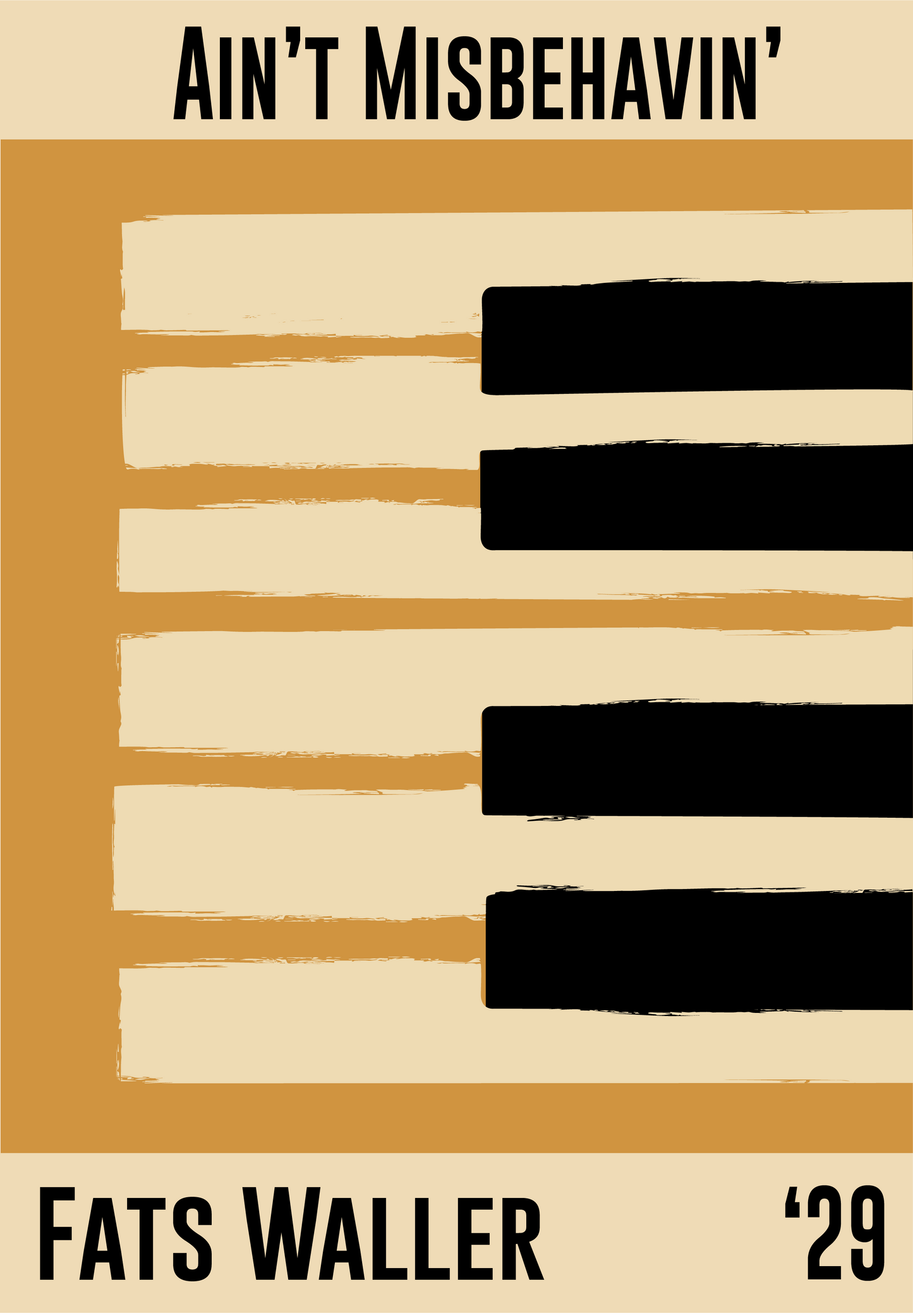 Yellow and cream piano design celebrating Fats Waller's Ain't Misbehavin', released in 1929