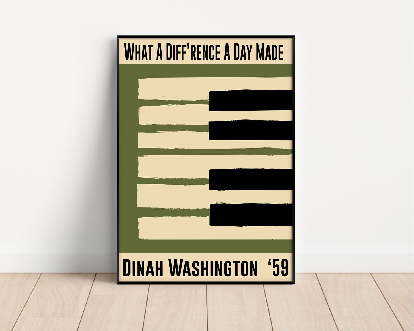 Green jazz artwork featuring a song by Dinah Washington 'What A Diff'rence A Day Made'.