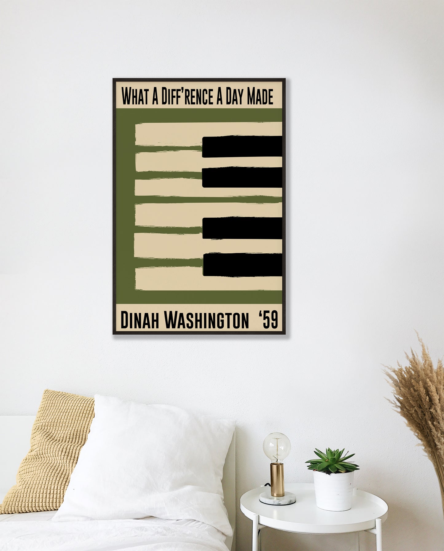 Green jazz artwork featuring a song by Dinah Washington 'What A Diff'rence A Day Made'.