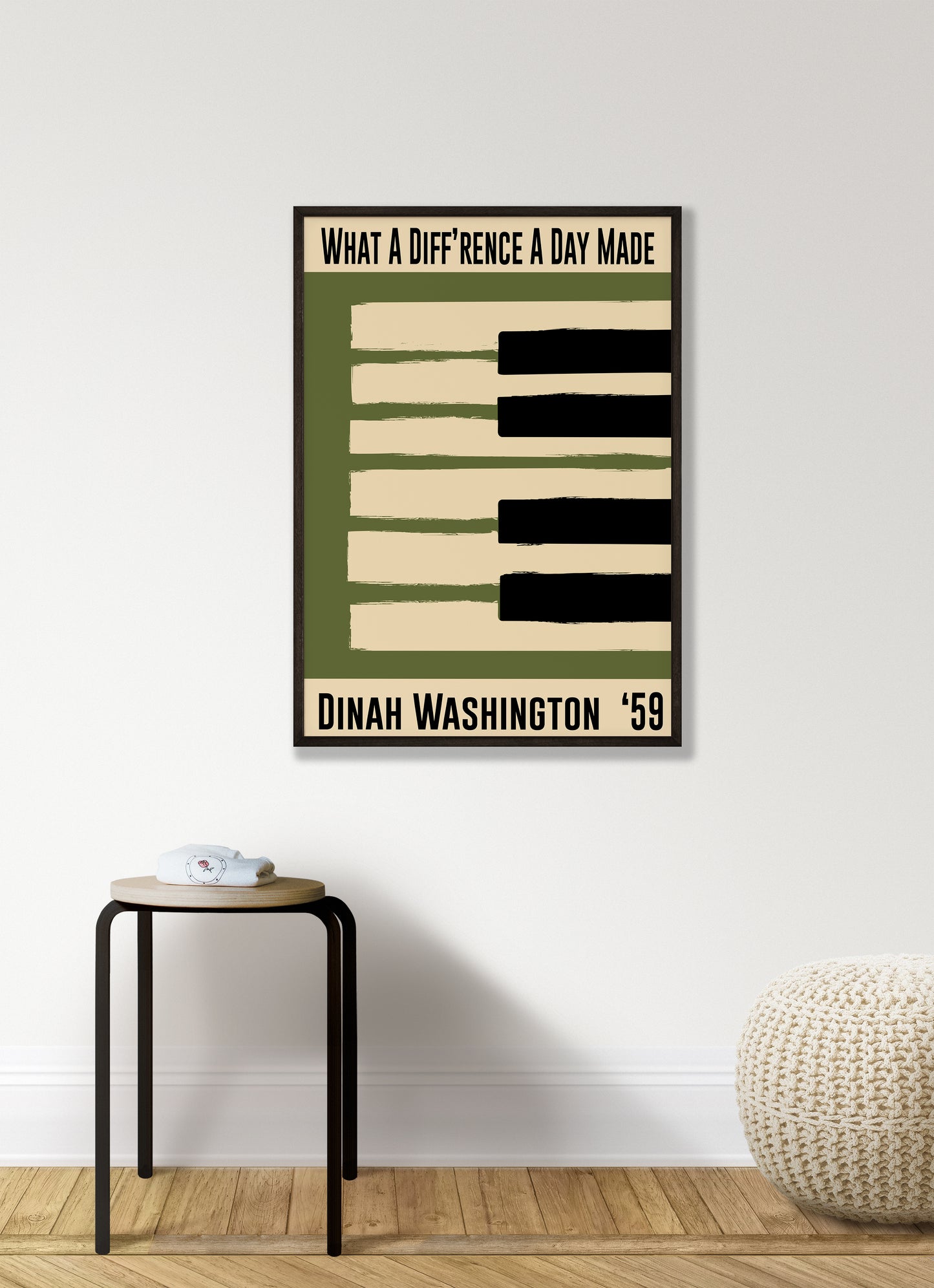 Green jazz artwork featuring a song by Dinah Washington 'What A Diff'rence A Day Made'.