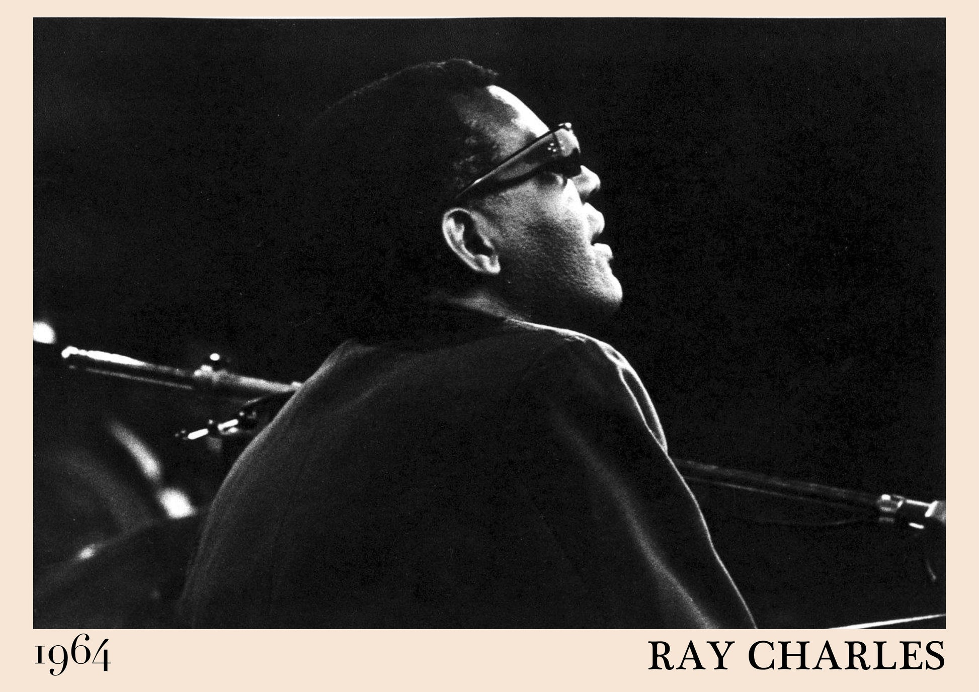 1964 photograph of blues legend Ray Charles, transformed into a cool poster
