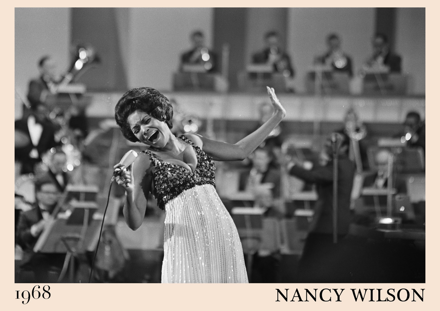 1968 photograph of Nancy Wilson crafted into a jazz poster