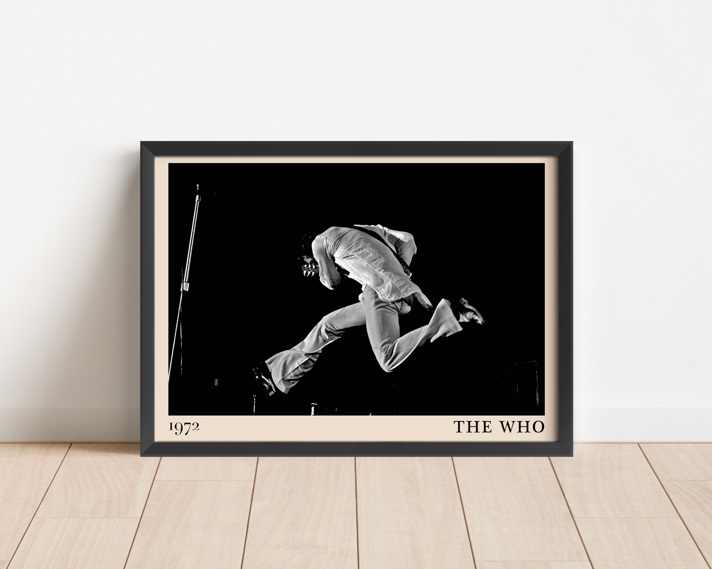 Iconic image of rock band The Who performing, captured by Heinrich Klaffs and transformed into vintage-inspired wall decor