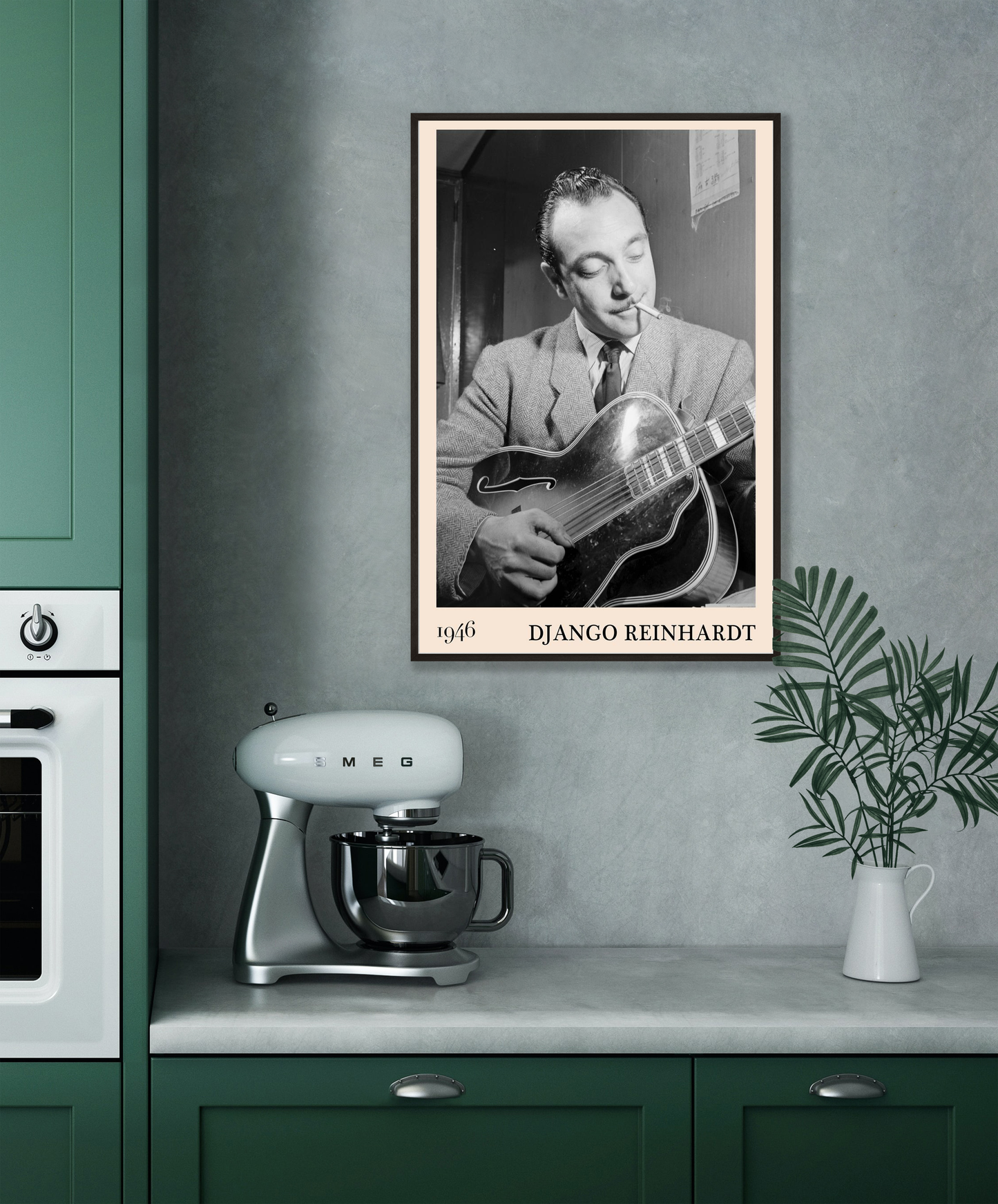 Vintage Django Reinhardt Gypsy Jazz Poster – 1946 Black & White Wall Art Print - Mockup