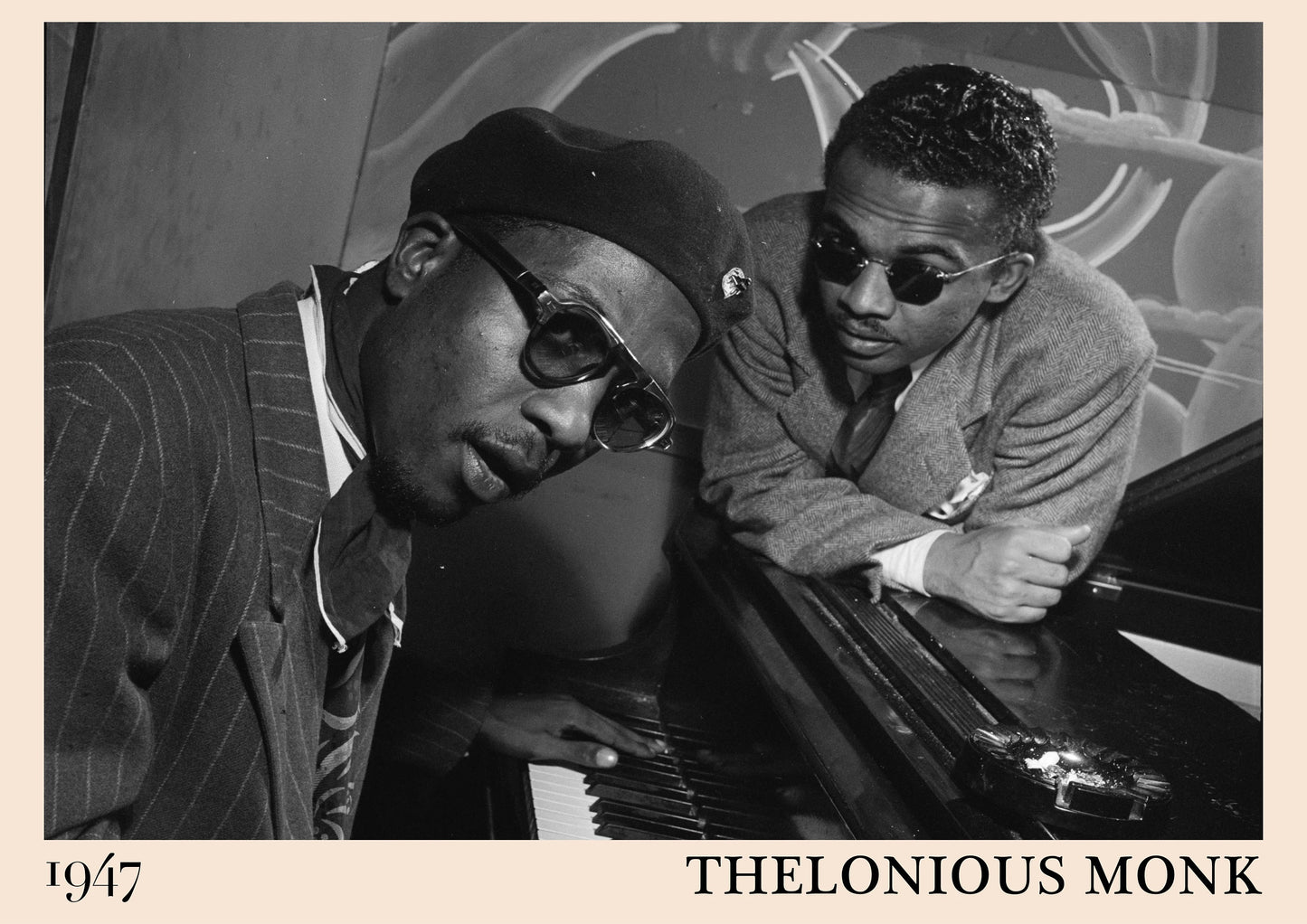 1947 photo of Thelonious Monk, crafted into an elegant print