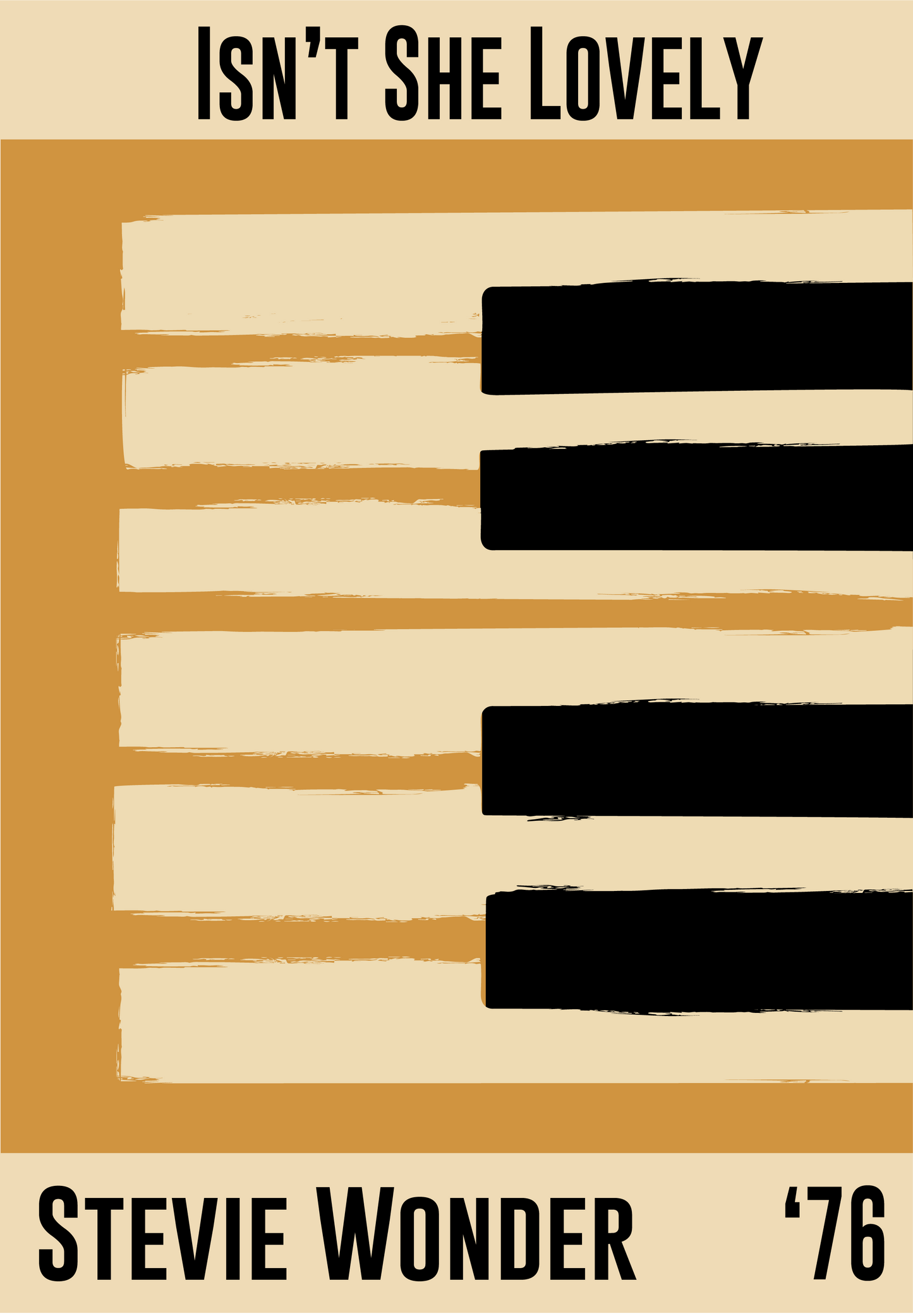 Yellow and cream piano design celebrating Stevie Wonder's Isn't She Lovely, released in 1976