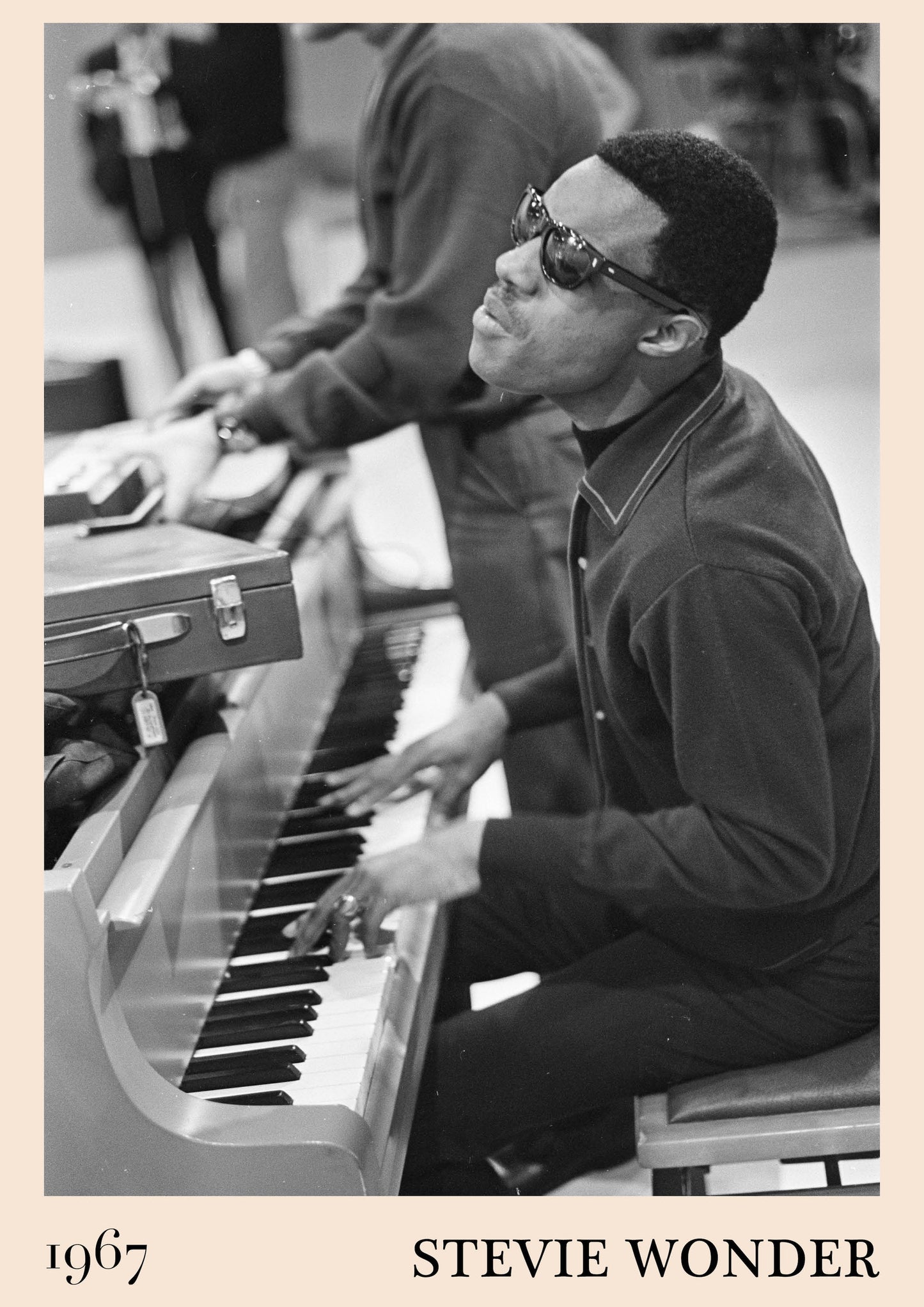 1967 photo of Stevie Wonder, crafted into an elegant print