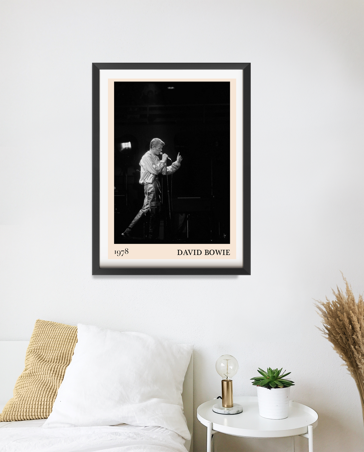 David Bowie Poster 1978 Frankfurt Concert Photo, Black and White Music Wall Art, Retro Framed Print - Mockup