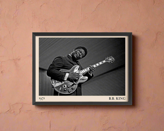 Framed poster of B.B King featuring a photo from the legendary Heinrich Klaffs