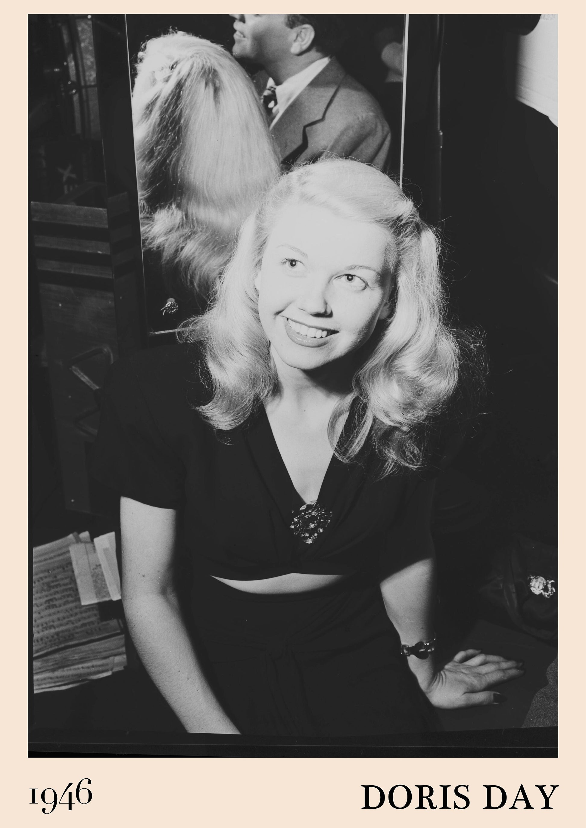 1946 photograph of  Doris Day. Transformed into a cool jazz poster