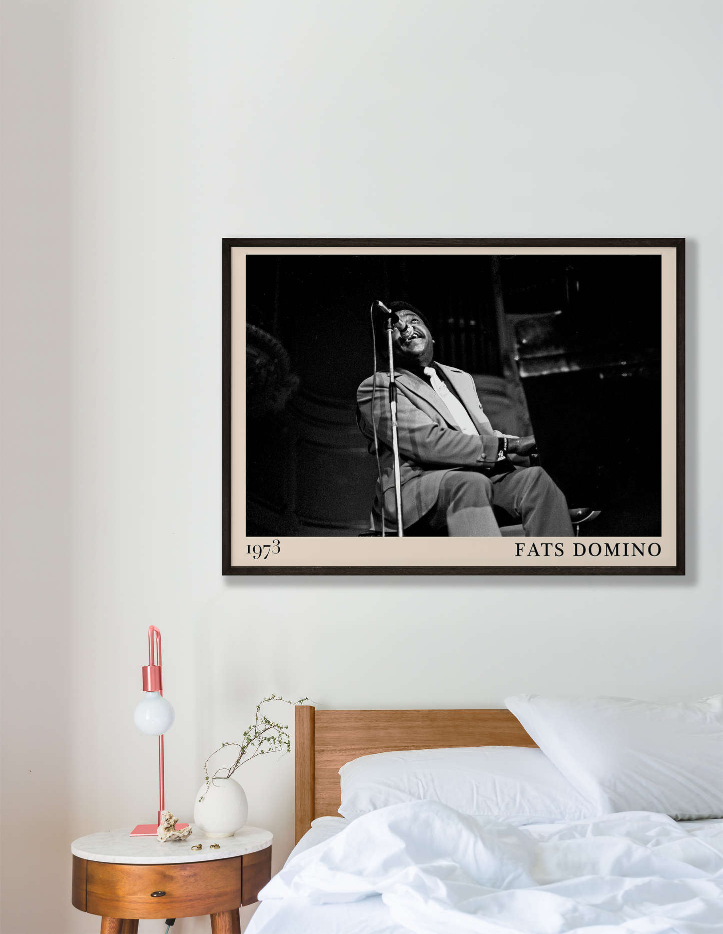 Vintage-style wall art of blues legend B.B. King performing live, based on a photo by Heinrich Klaffs, designed by Dalston artists