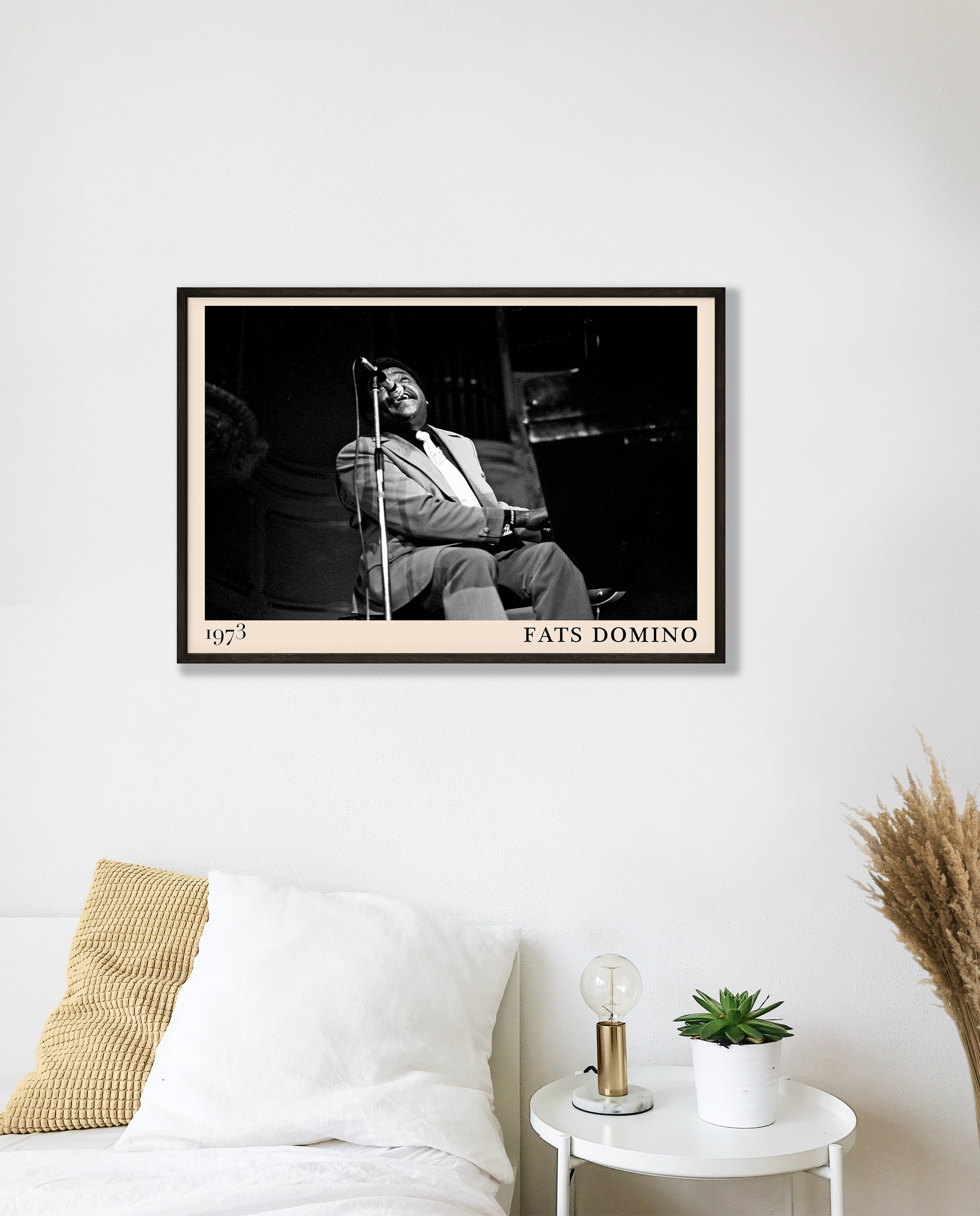 Vintage-style wall art of blues legend B.B. King performing live, based on a photo by Heinrich Klaffs, designed by Dalston artists