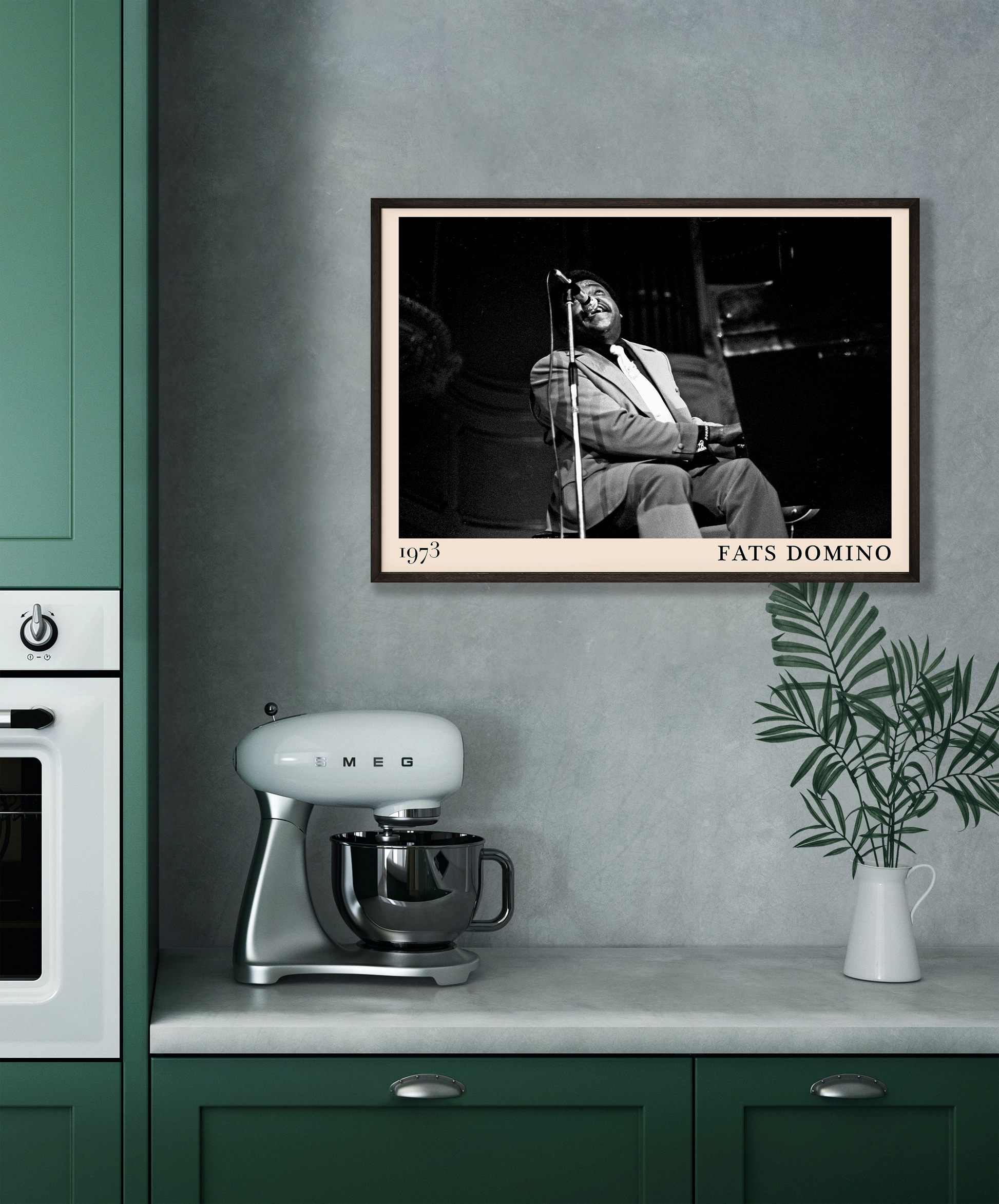 Vintage-style wall art of blues legend B.B. King performing live, based on a photo by Heinrich Klaffs, designed by Dalston artists