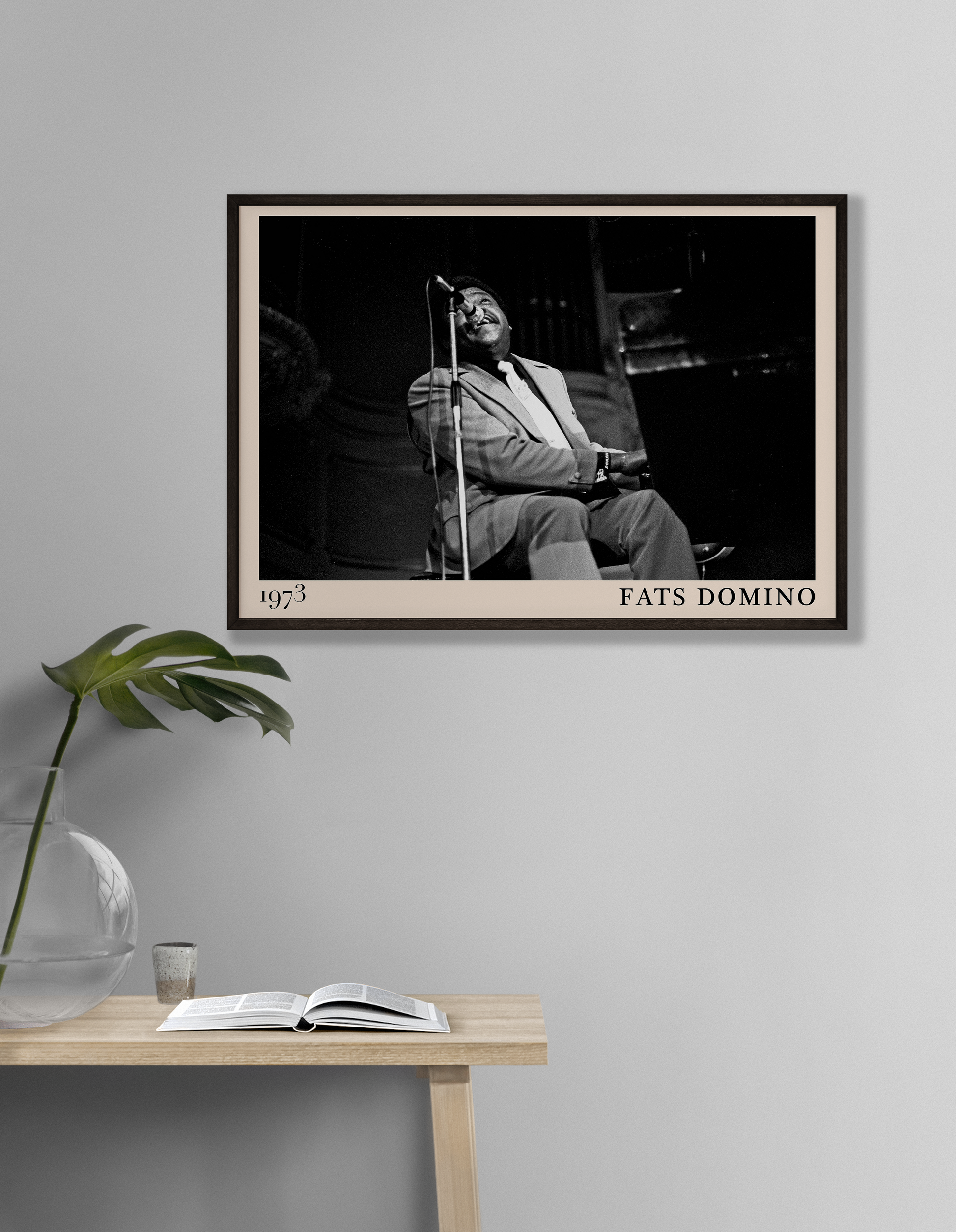 Vintage-style wall art of blues legend B.B. King performing live, based on a photo by Heinrich Klaffs, designed by Dalston artists