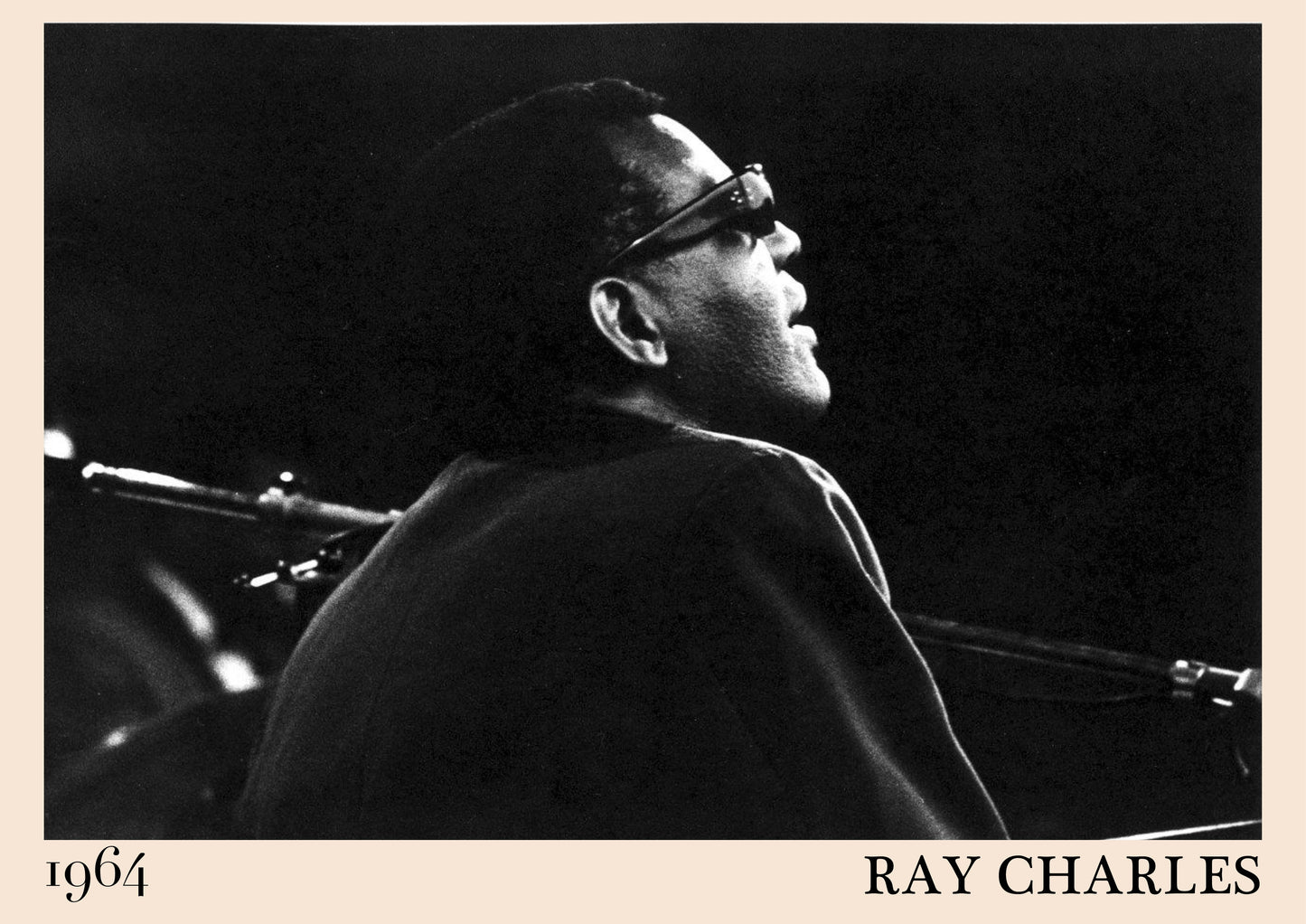  1964 photograph of blues legend Ray Charles, transformed into a cool poster