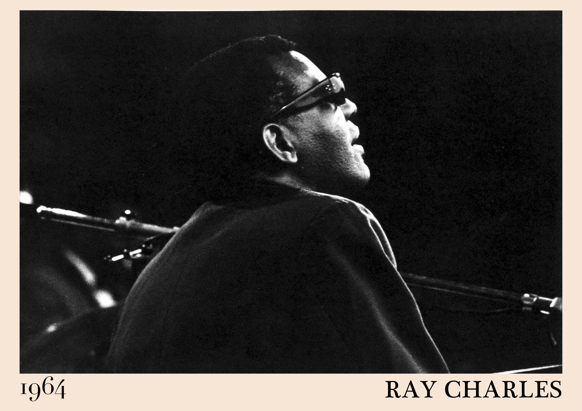  1964 photograph of blues legend Ray Charles, transformed into a cool poster