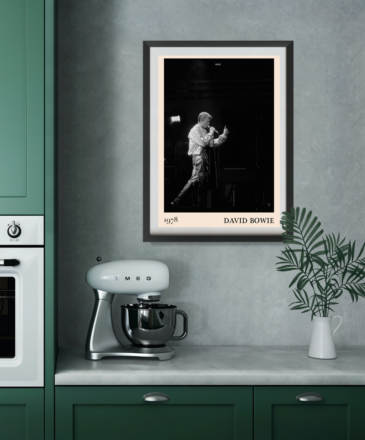 David Bowie Poster 1978 Frankfurt Concert Photo, Black and White Music Wall Art, Retro Framed Print - Mockup