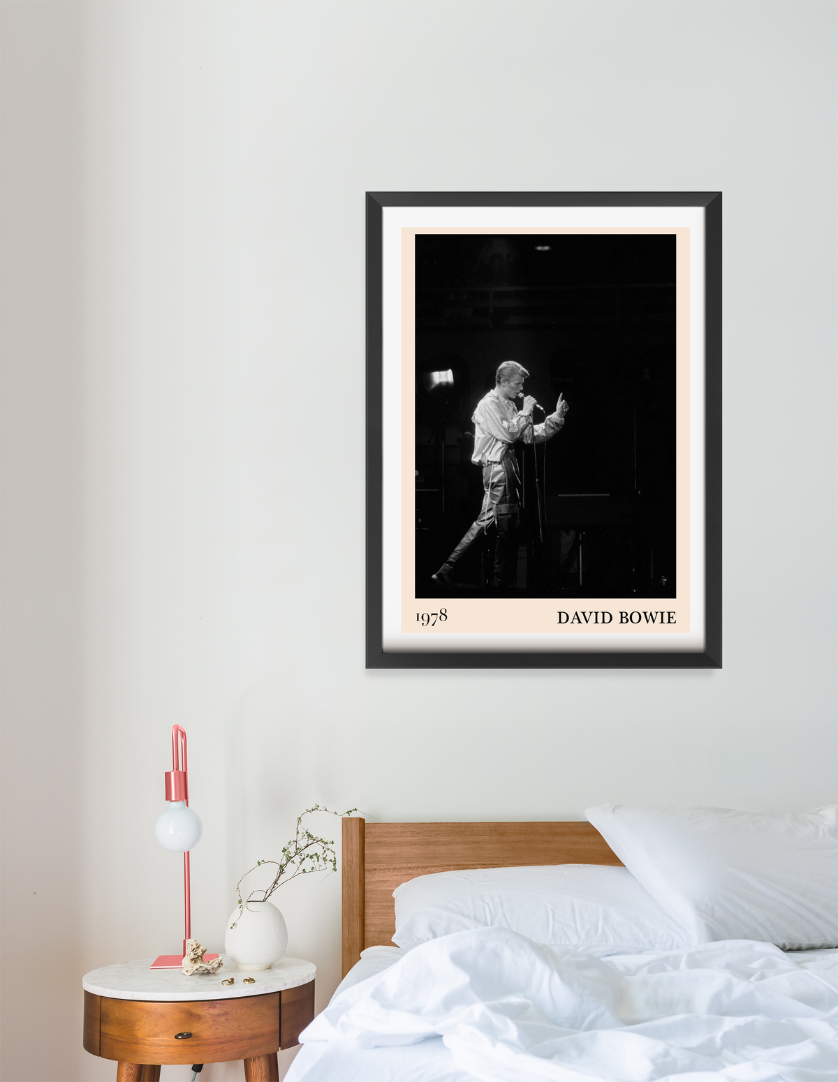 David Bowie Poster 1978 Frankfurt Concert Photo, Black and White Music Wall Art, Retro Framed Print - Mockup