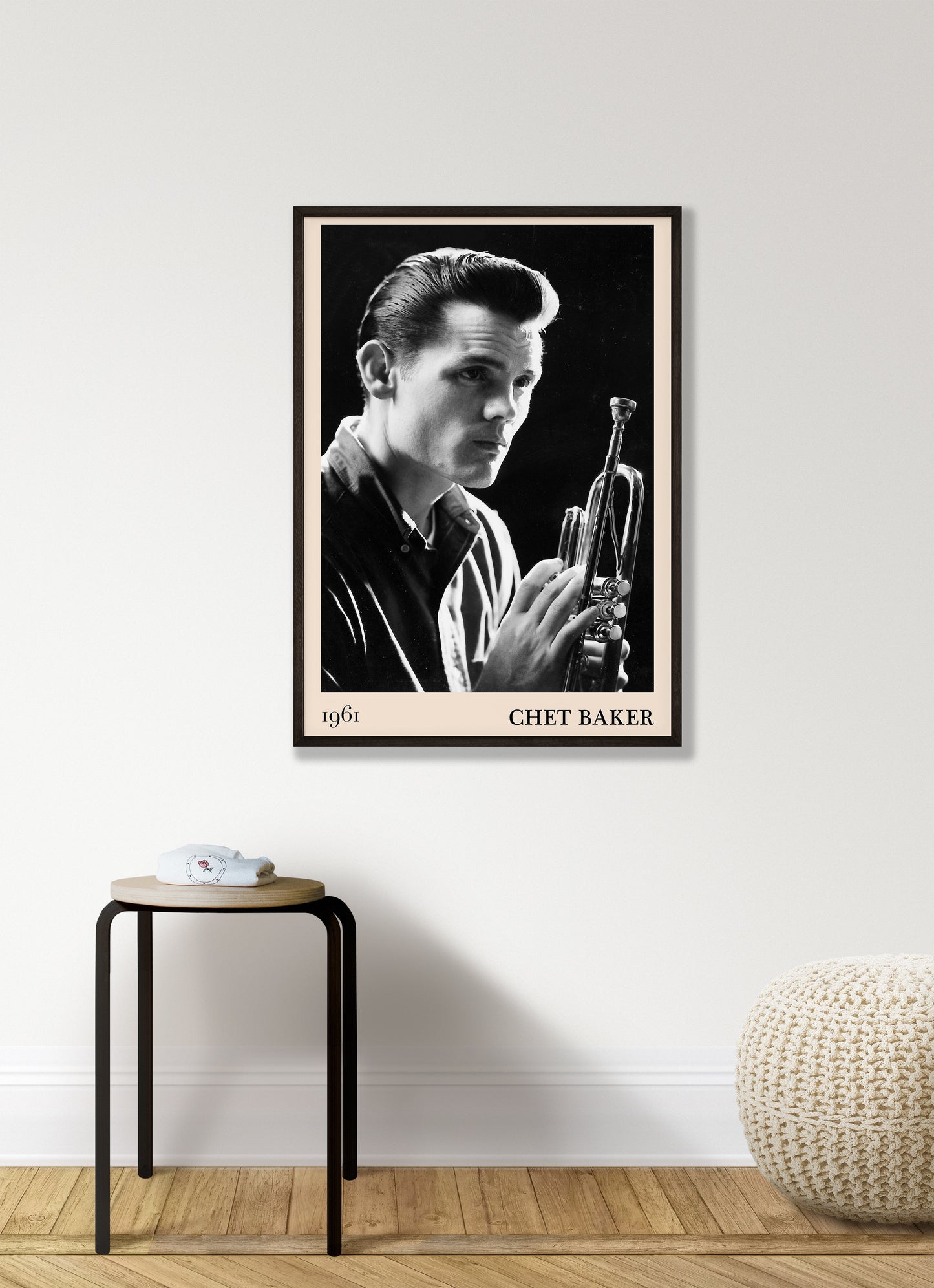 Living room framed poster of A1 Chet Baker