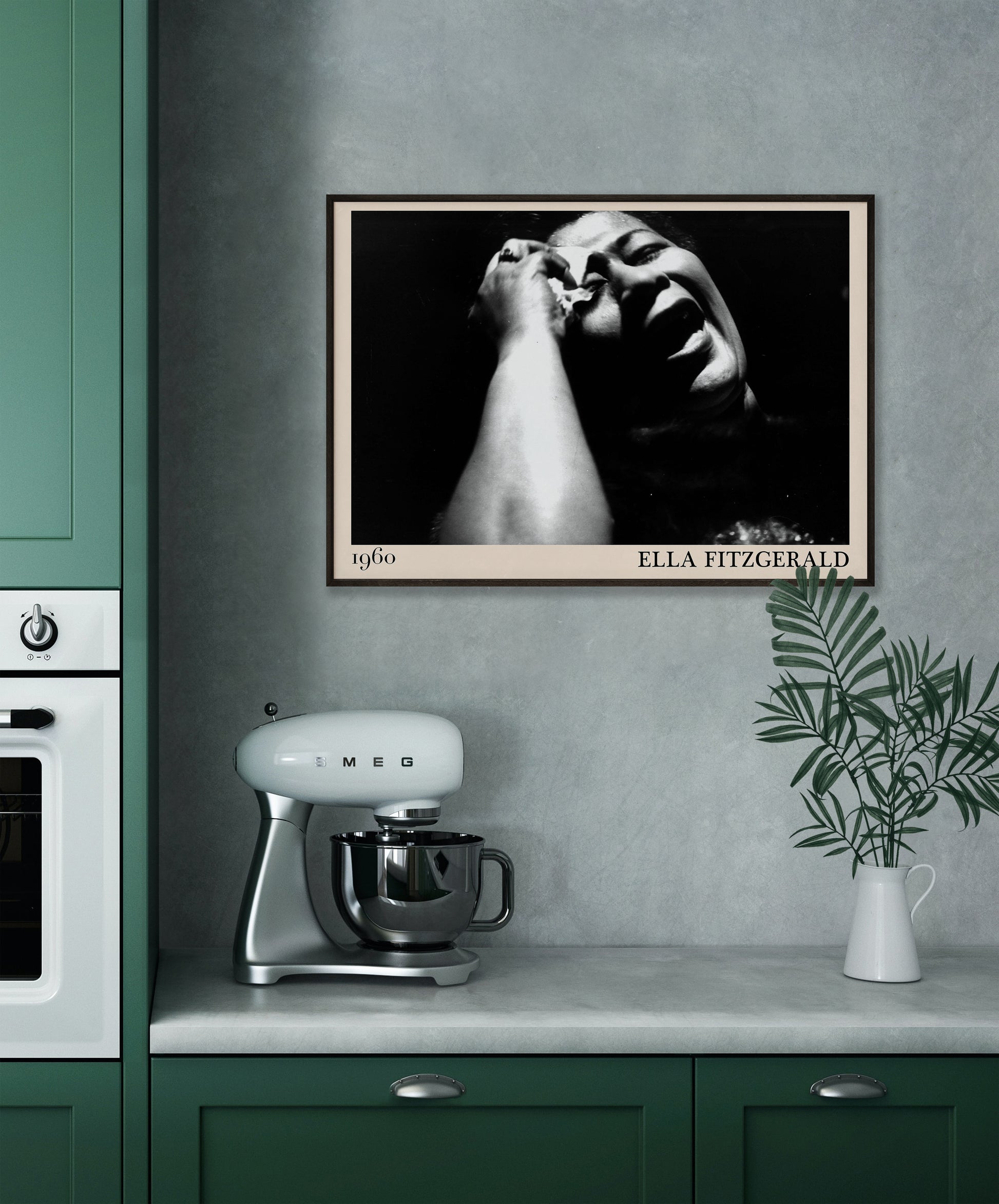 Framed kitchen A2 jazz poster of Ella Fitzgerald