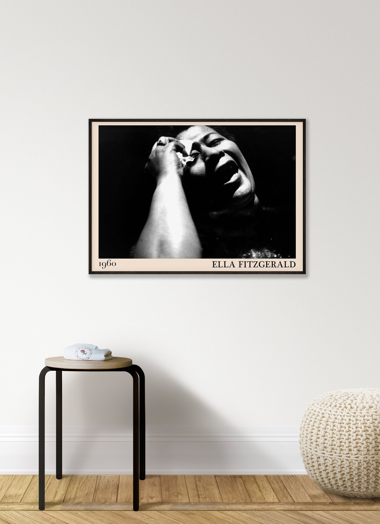 Framed living room jazz poster of Ella Fitzgerald